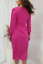 Louise Wrap Satin Midi Dress | Hot Pink | Oh Hello Clothing | S (8)