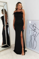 Nalani Feather Detail Gown | Black | Oh Hello Clothing | XS (6)