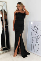 Nalani Feather Detail Gown | Black | Oh Hello Clothing | XS (6)