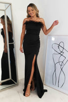 Nalani Feather Detail Gown | Black | Oh Hello Clothing | XS (6)