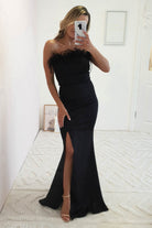 Nalani Feather Detail Gown | Black | Oh Hello Clothing | XS (6)