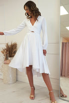 Nicola Satin Tie Front Midi Dress | White | Oh Hello Clothing | XS (6)