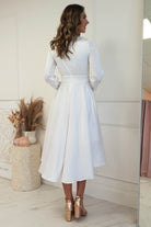 Nicola Satin Tie Front Midi Dress | White | Oh Hello Clothing | XS (6)
