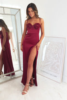 Ravella Soft Satin Maxi Dress | Burgundy | Oh Hello Clothing | XS (6)