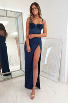 Ravella Soft Satin Maxi Dress | Navy | Oh Hello Clothing | XS (6)