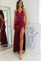 Simone Satin Gown | Burgundy | Oh Hello Clothing | S (8)