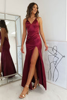 Simone Satin Gown | Burgundy | Oh Hello Clothing | S (8)