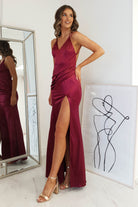 Simone Satin Gown | Burgundy | Oh Hello Clothing | S (8)