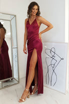 Simone Satin Gown | Burgundy | Oh Hello Clothing | S (8)
